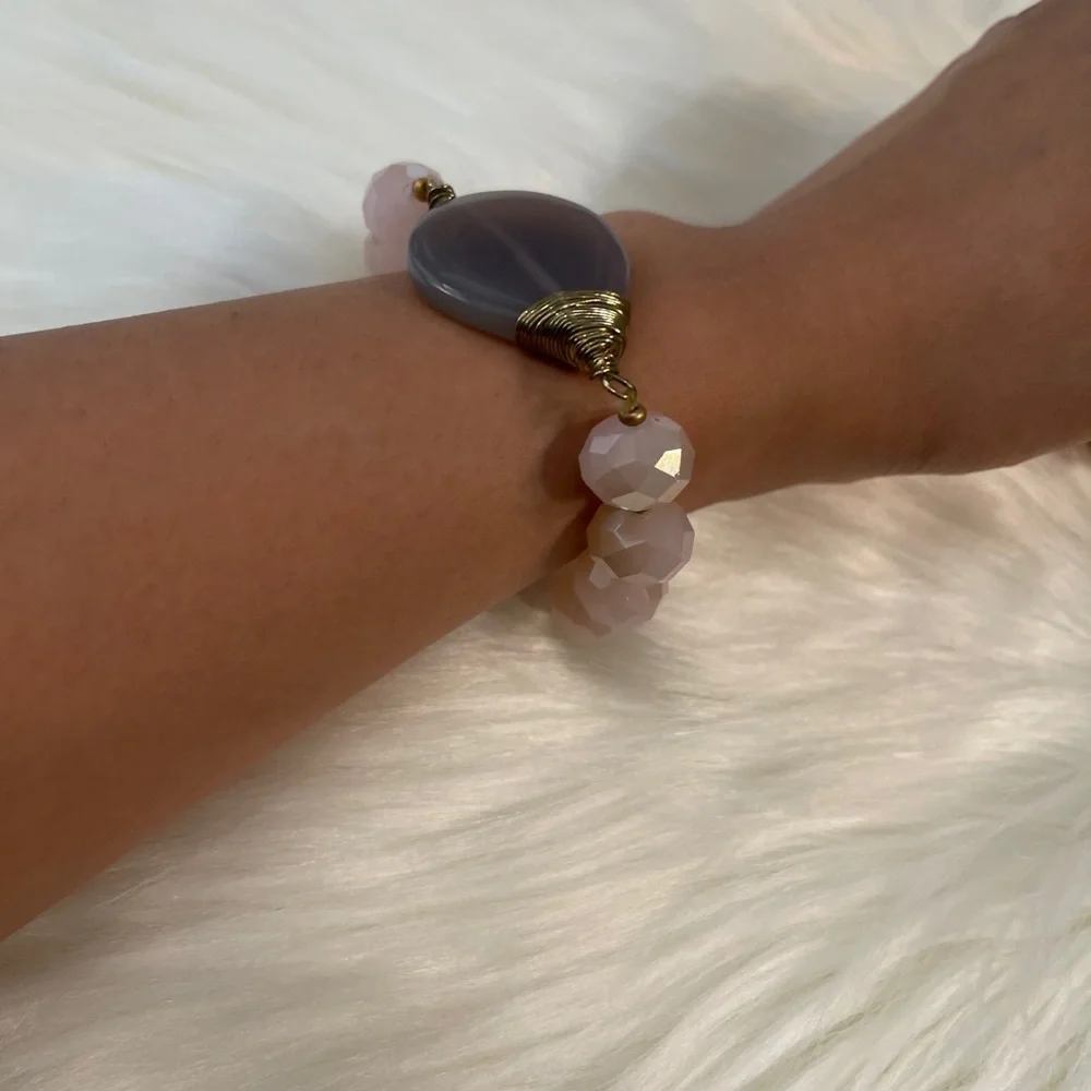Chunky rose quartz bracelet